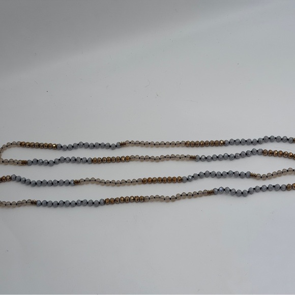 Gray and bronze natural stone long necklace - Picture 2 of 3